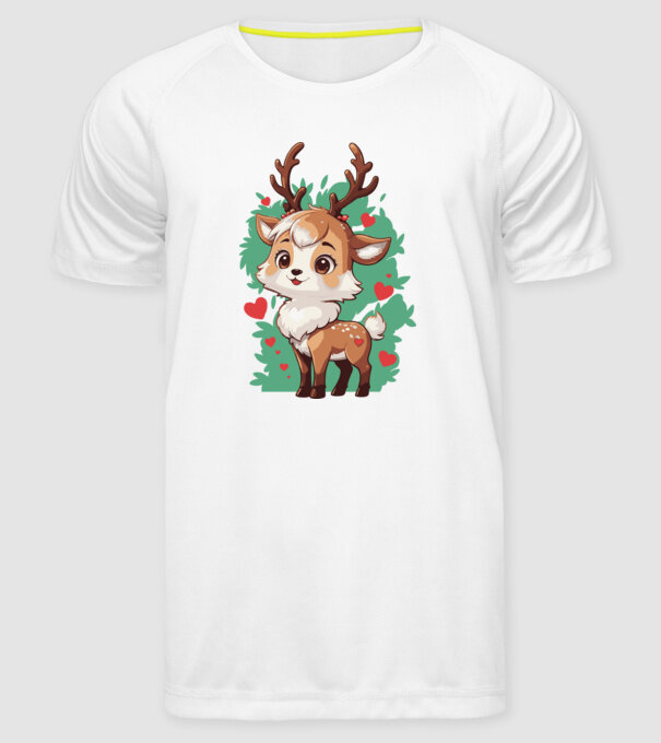 Valentine Deer model alb pe tricou