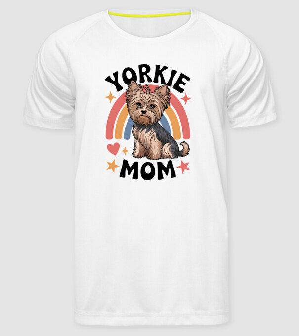 Yorkie Mom Alb model alb pe tricou