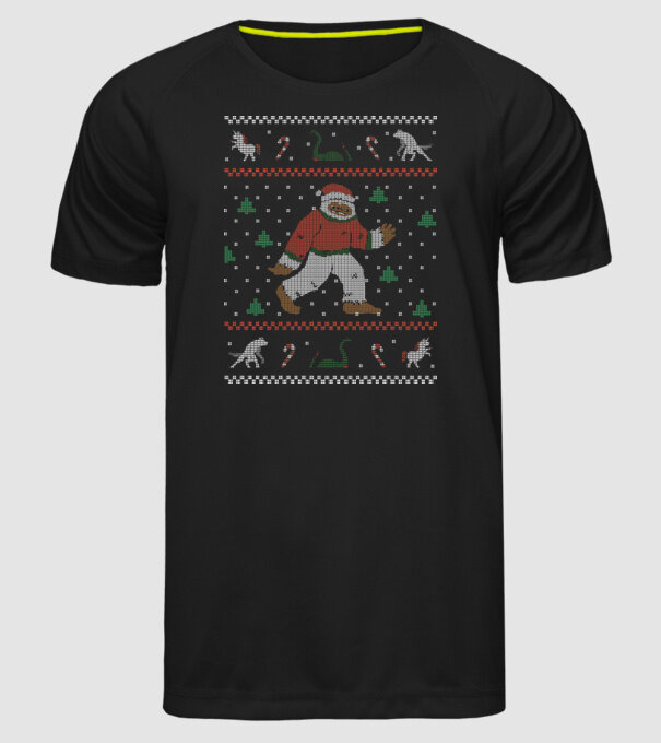Ugly Sweater Yeti model negru pe tricou