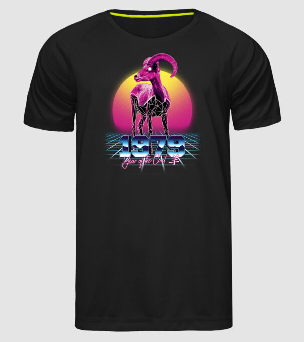 1979 Year of the Goat model negru pe tricou
