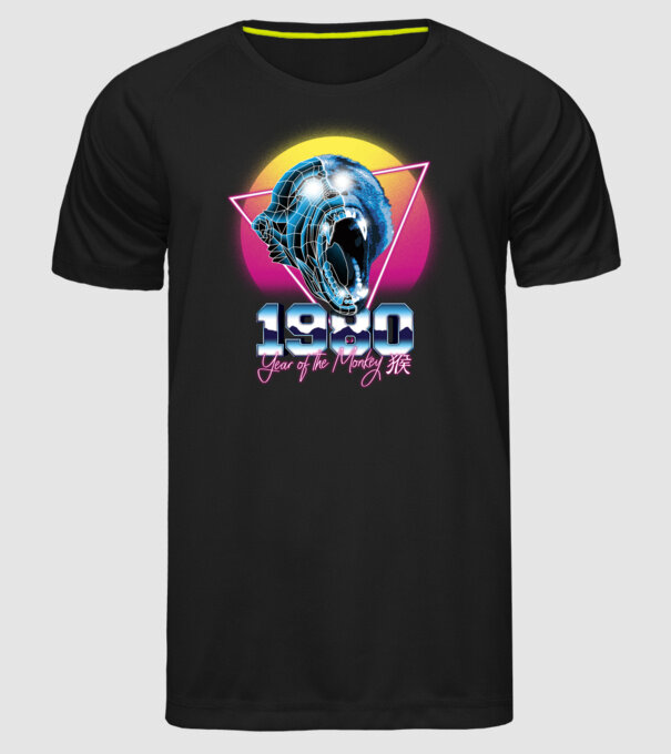 1980 Year of the Monkey model negru pe tricou