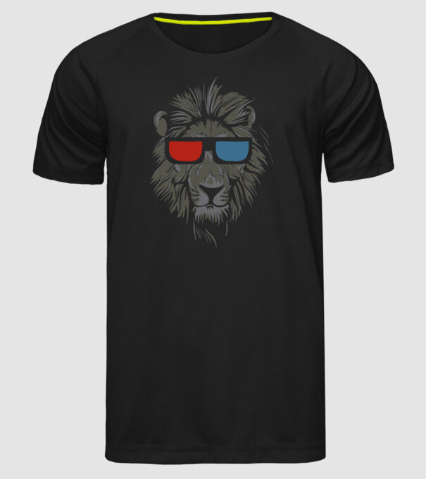 Leu 3d model negru pe tricou
