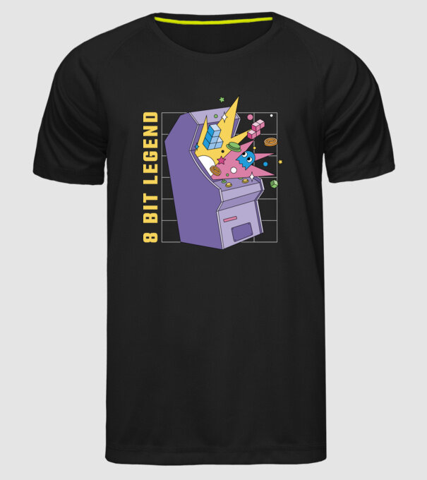 8 Bit Legendă Arcade Slot Machine model negru pe tricou