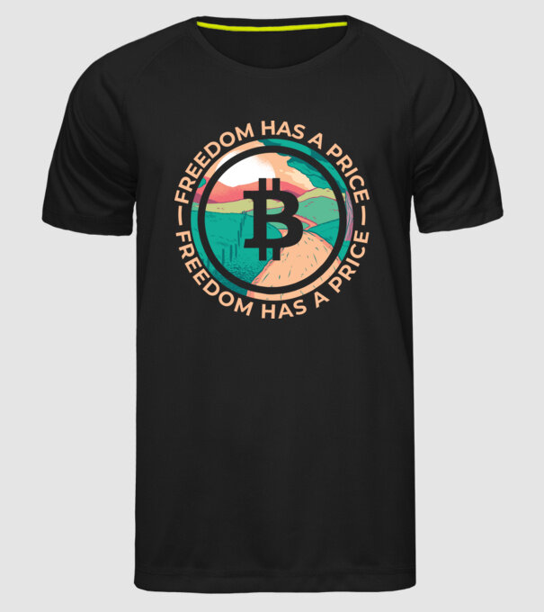 Libertatea are preț Bitcoin model negru pe tricou