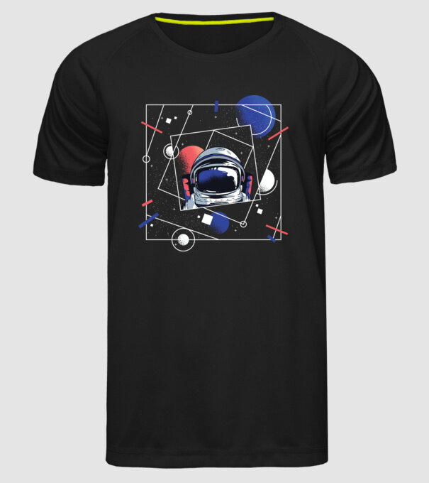 Astronaut univers abstract model negru pe tricou