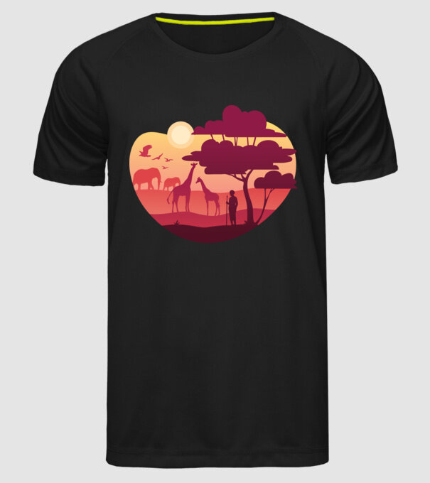 Peisaj african model negru pe tricou
