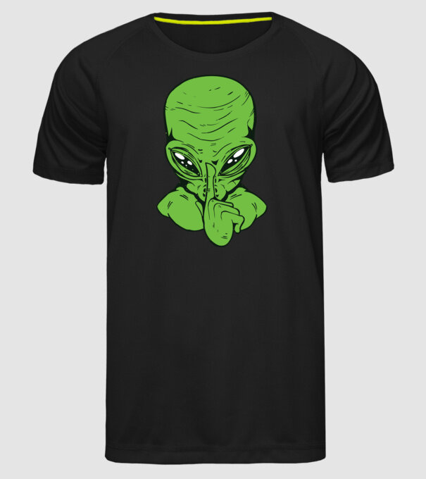 Alien Psst model negru pe tricou