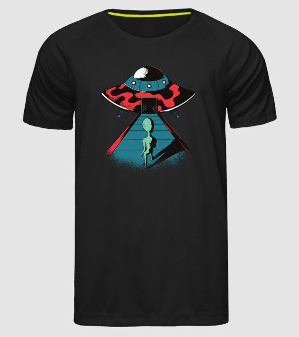 Alien Ufo model negru pe tricou