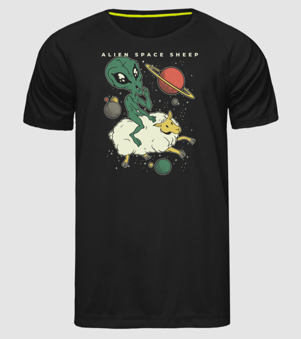 Alien În spațiu model negru pe tricou
