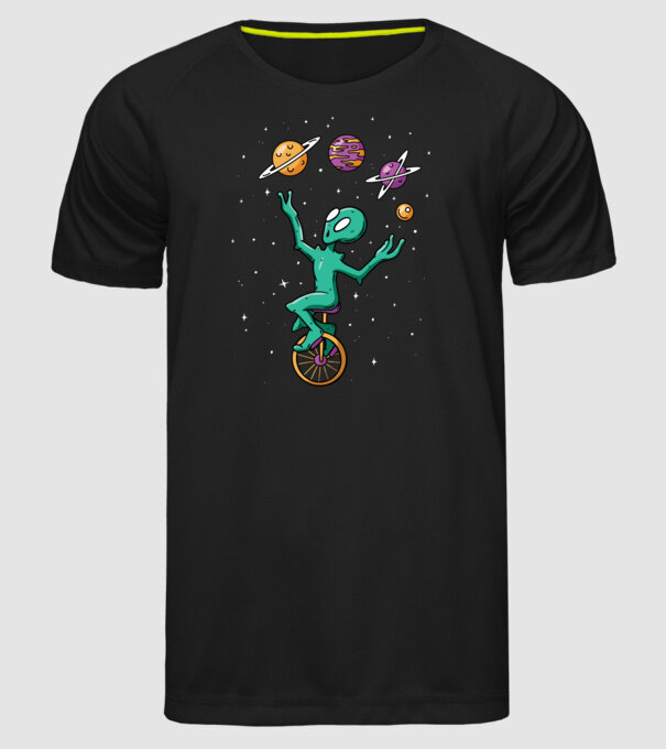 Jongler Alien model negru pe tricou