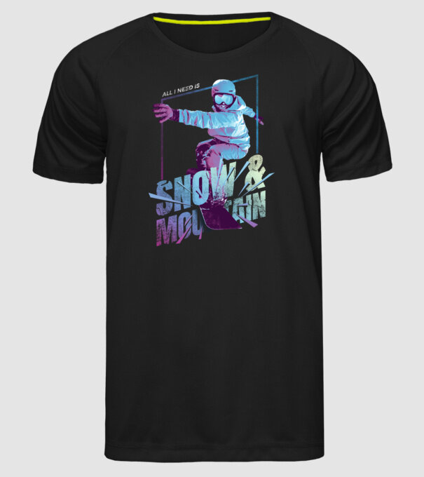 All I need is Snowboard model negru pe tricou