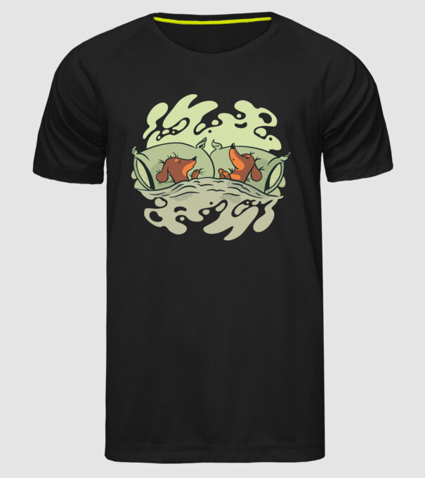 Teckeli dormind model negru pe tricou