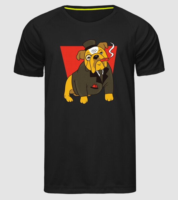 Bulldog englezesc cu trabuc model negru pe tricou