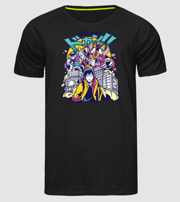 Anime Godzilla model negru pe tricou