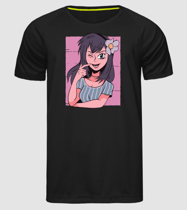 Fată Anime model negru pe tricou