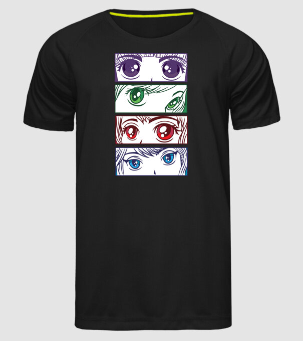 Anime ochi de fată Pop Art model negru pe tricou