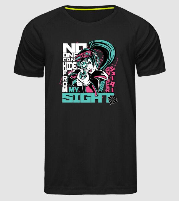 Anime Fată Lunetistă model negru pe tricou