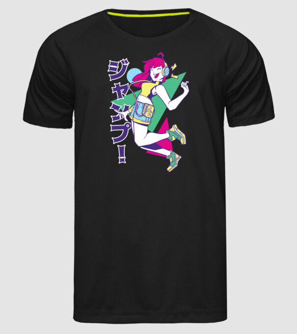 Anime fată retro model negru pe tricou