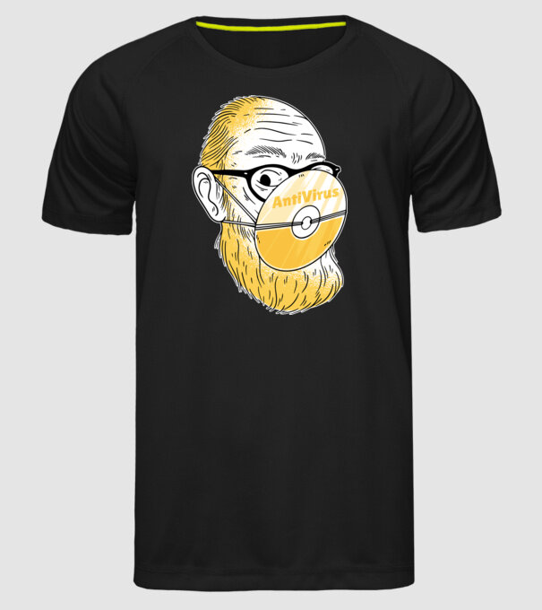 Antivirus model negru pe tricou