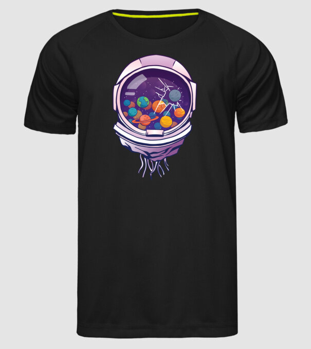 Cască de astronaut model negru pe tricou
