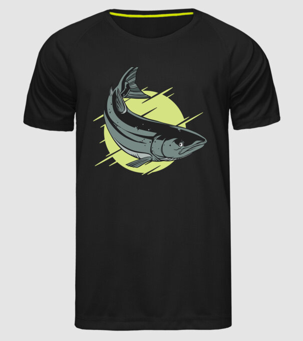 Atlantic Salmon - Somon de Marea Baltică model negru pe tricou