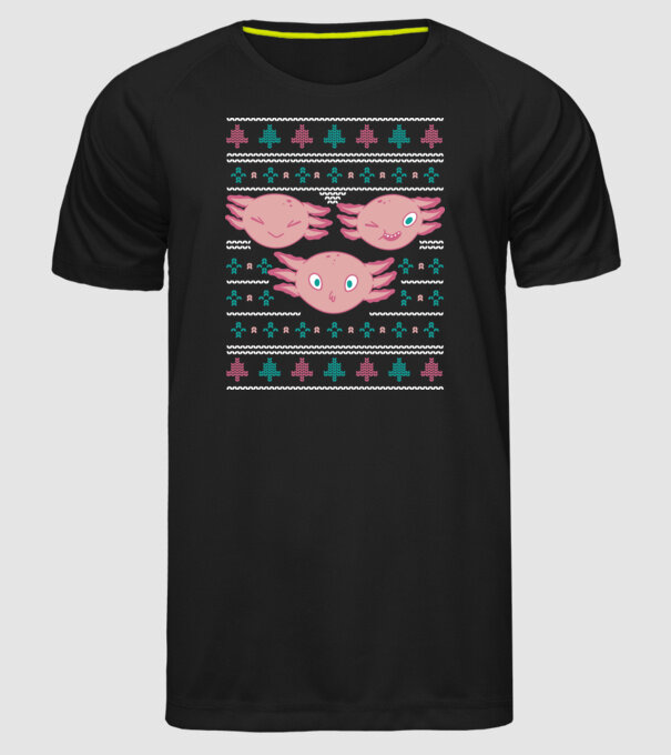 Pulover urât Axolotl model negru pe tricou