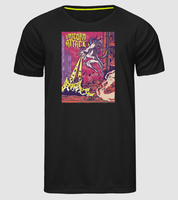 Atacul Unicornului model negru pe tricou