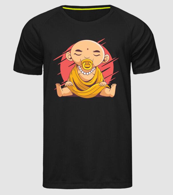 Baby Buddha cu suzetă tricou amuzant model negru pe tricou