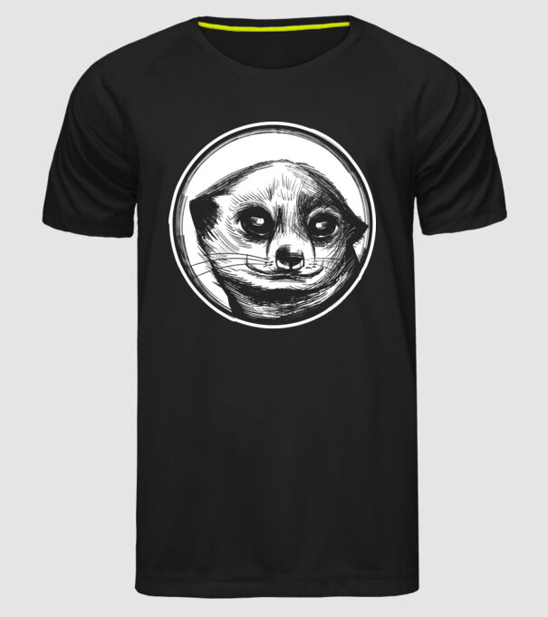 Pui de suricata model negru pe tricou