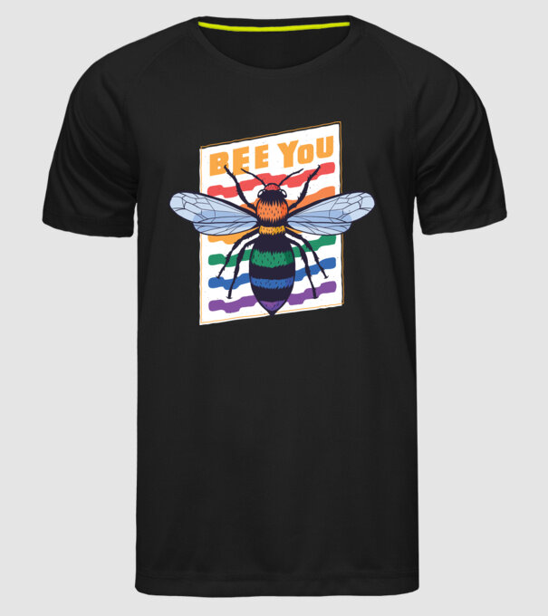 Bee You Pride model negru pe tricou