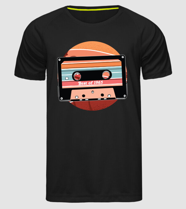 Best of 1965 retro Tape Birthday model negru pe tricou