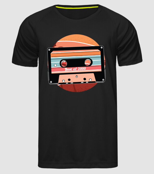 Best of 2000 retro Tape Birthday model negru pe tricou