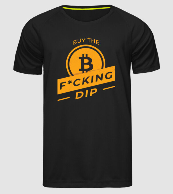Bitcoin - Buy the fucking dip model negru pe tricou