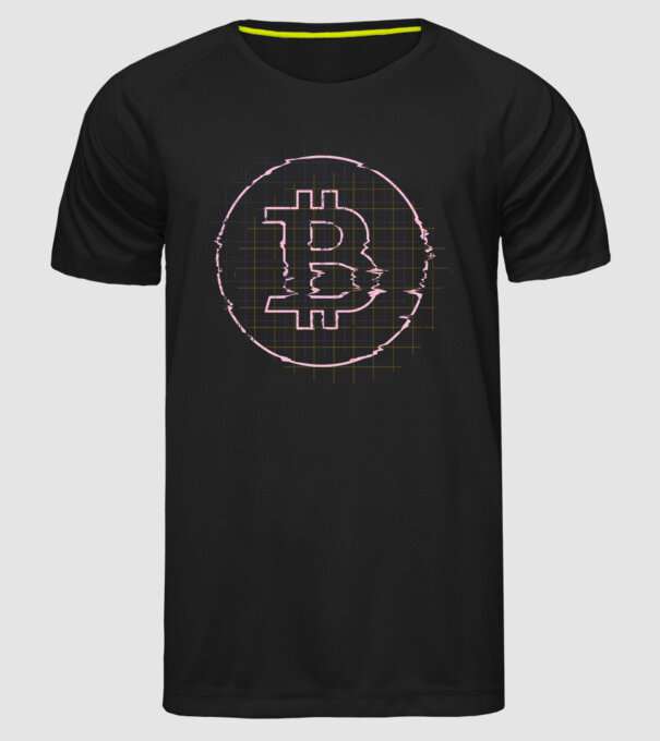Bitcoin Glitch model negru pe tricou