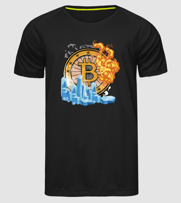 Logo Bitcoin model negru pe tricou