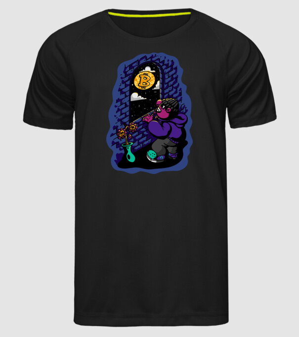 Bitcoin to the moon model negru pe tricou