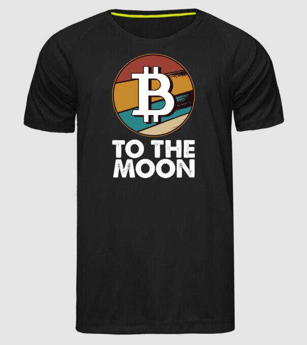 Bitcoin to the moon model negru pe tricou