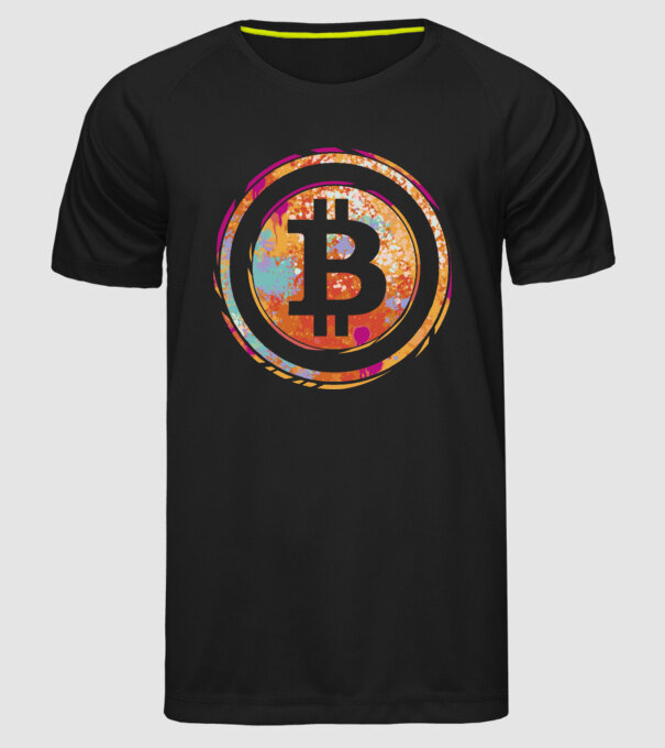 Bitcoin Watercolor model negru pe tricou