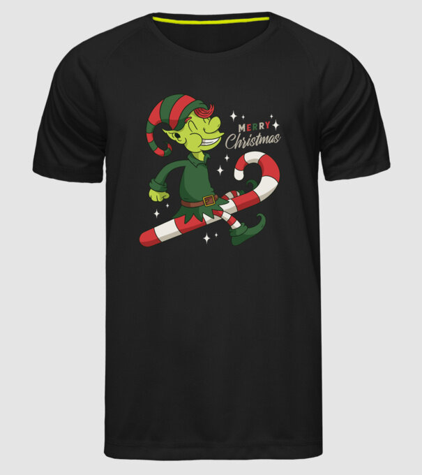 Crăciun Fericit Elf model negru pe tricou