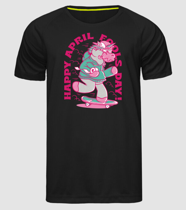 Ziua proștilor Unicorn model negru pe tricou