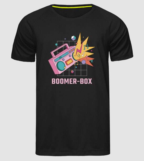 Boomer Box Magnetofon Retro model negru pe tricou