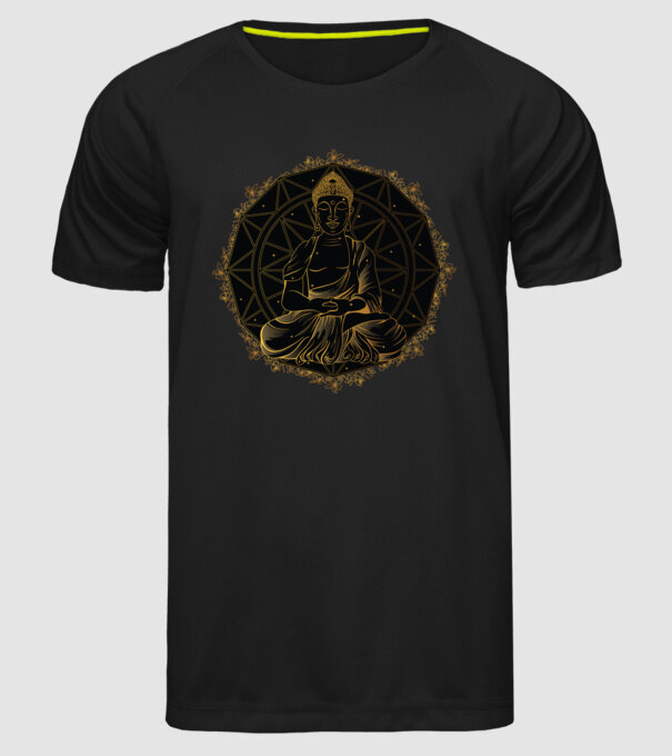 Buddha Mandala model negru pe tricou