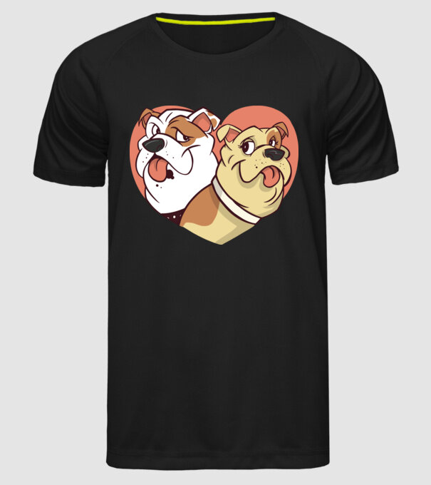 Dragoste Bulldog model negru pe tricou