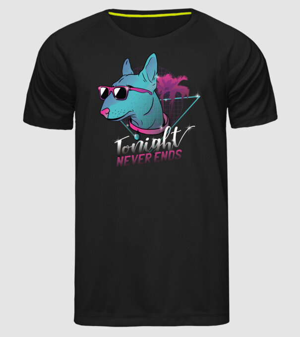 Bullterrier Neon Retro tricou amuzant model negru pe tricou