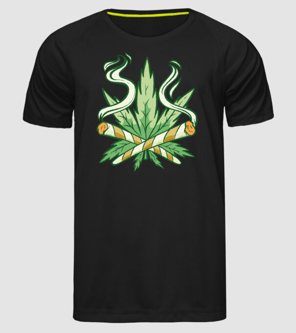 Cannabis Marijuana model negru pe tricou