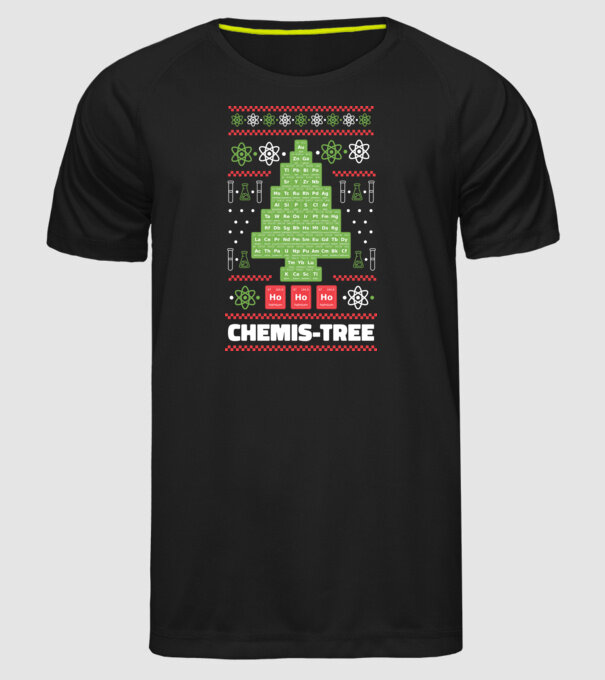 Chemis-tree pom de Crăciun model negru pe tricou