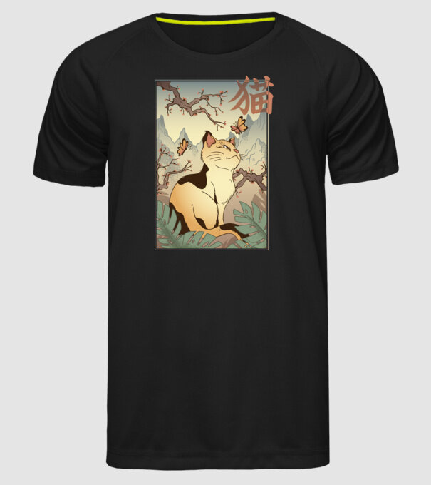 Pictură Pisică model negru pe tricou