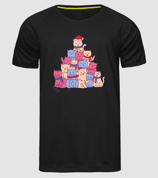 Pom de Crăciun Pisică model negru pe tricou