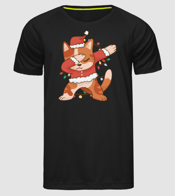 Pisică Crăciun DAB model negru pe tricou