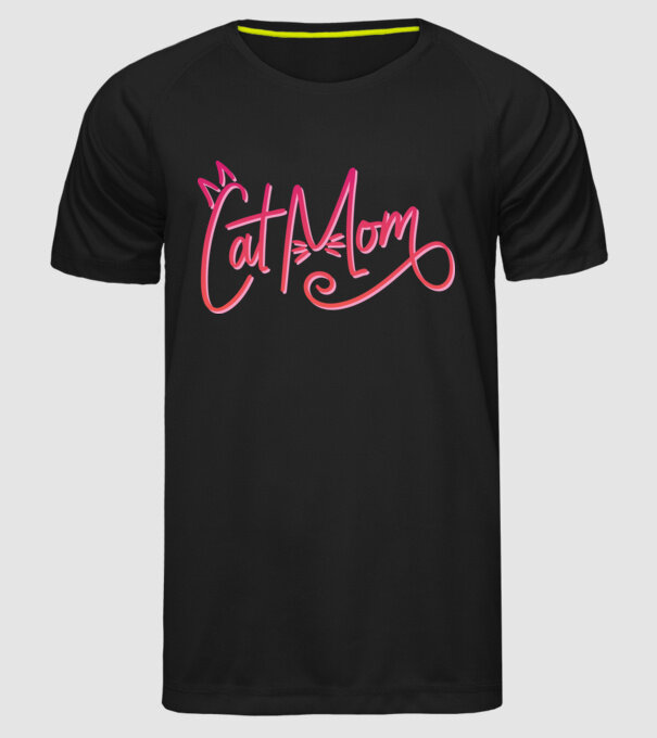 Mamă cu pisică model negru pe tricou